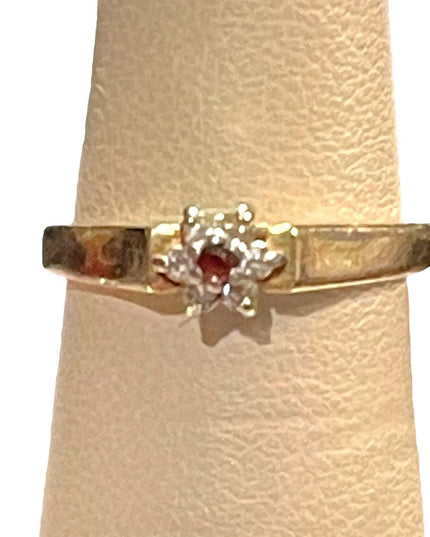 Vintage ruby & diamond 14k Gold stacker ring