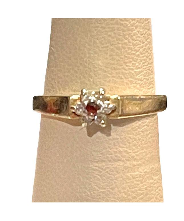 Vintage ruby & diamond 14k Gold stacker ring