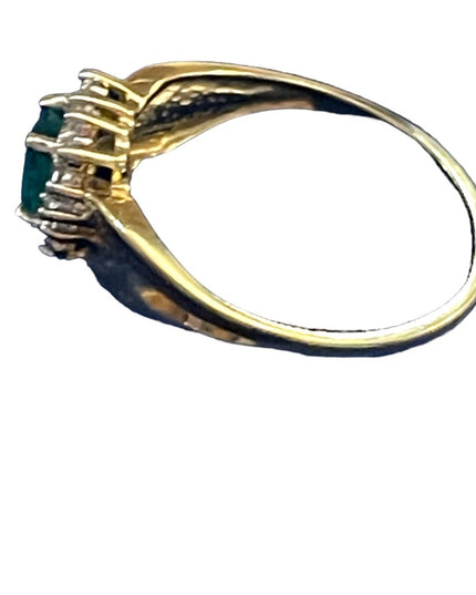 Vintage 10k GOLD Emerald & Diamond ring 1960s