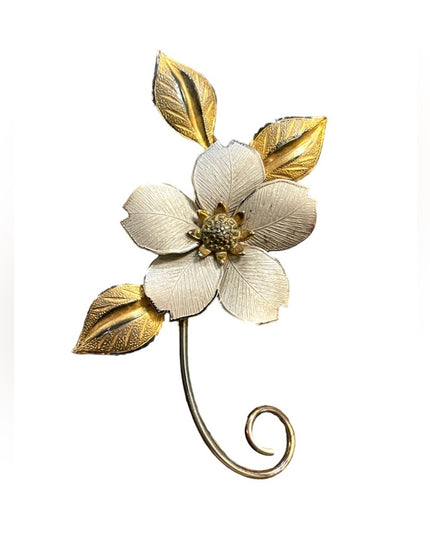 Lovely 1960s Boyd Bond sterling gold wash silver flower ornate lapel brooch