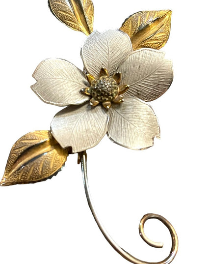 Lovely 1960s Boyd Bond sterling gold wash silver flower ornate lapel brooch