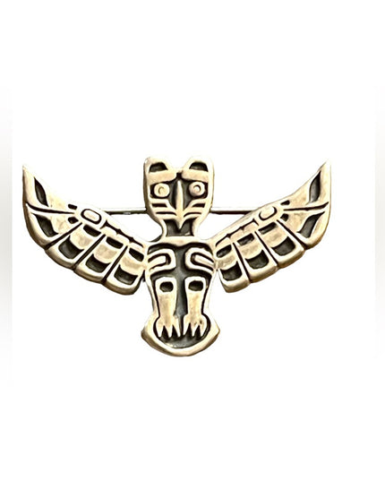 Native American Indian Totem Eagle sterling silver brooch
