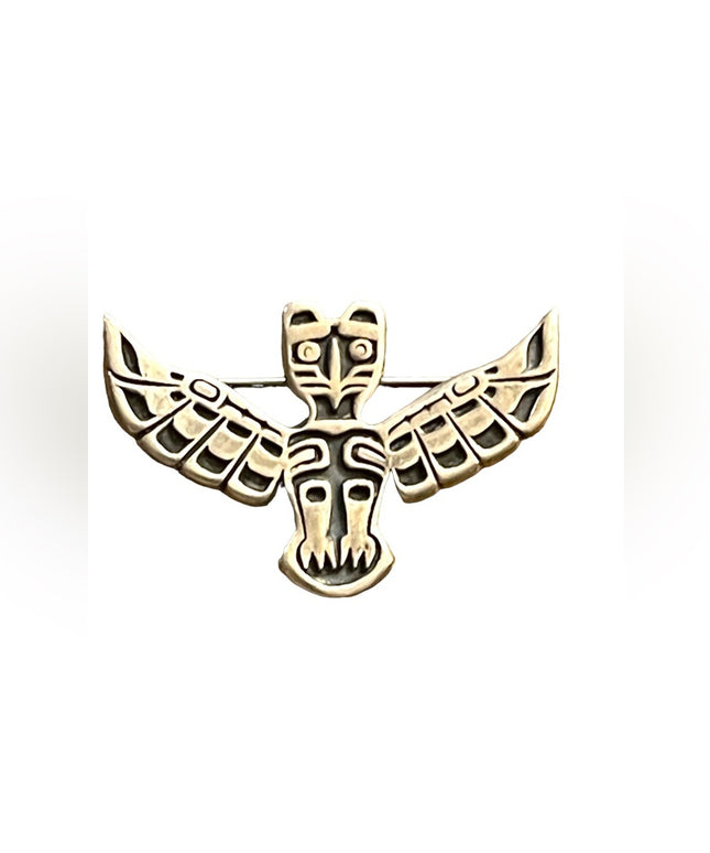 Native American Indian Totem Eagle sterling silver brooch