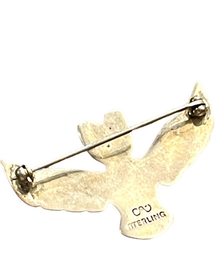 Native American Indian Totem Eagle sterling silver brooch