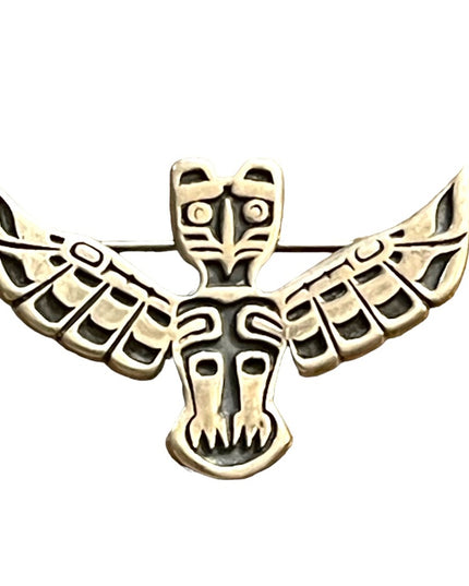 Native American Indian Totem Eagle sterling silver brooch
