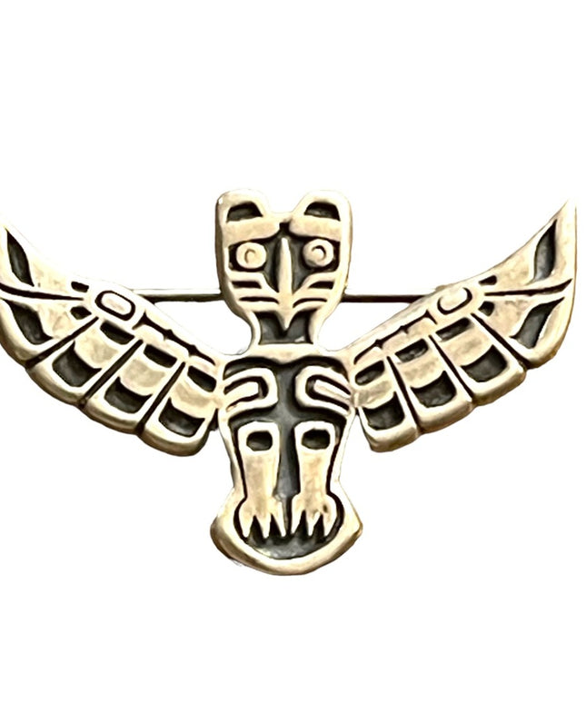 Native American Indian Totem Eagle sterling silver brooch
