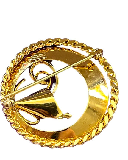 Vintage 1960s Rainbow Gold filled multi SIM gemstone fancy brooch