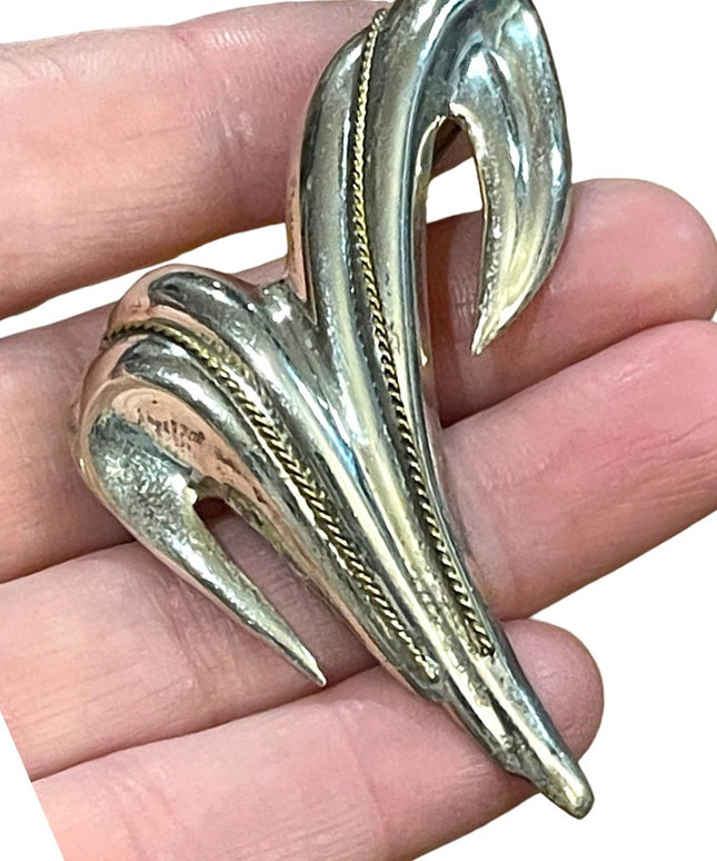 Taxco TR 97 Vintage Large Modernist brooch sterling silver 925