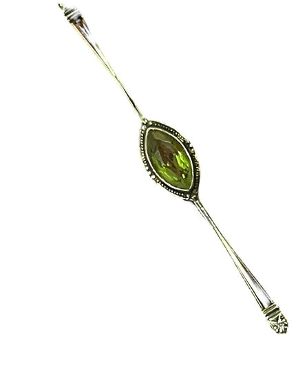 Lovely Antique Peridot 14K GOLD Bar brooch