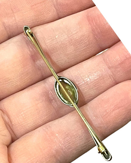 Lovely Antique Peridot 14K GOLD Bar brooch