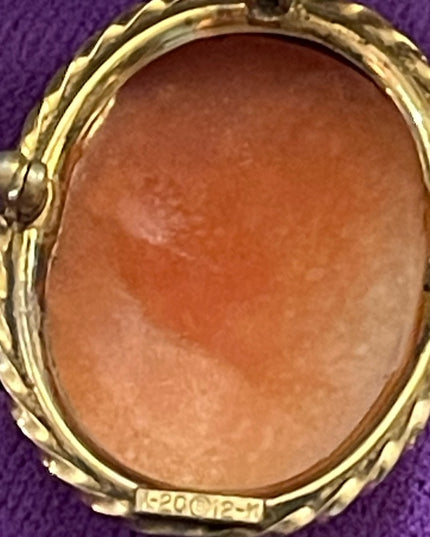 Vintage 1960s 12k Gold filled GF Carved shell cameo pendant