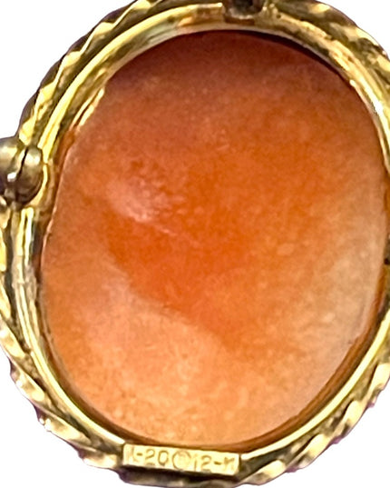 Vintage 1960s 12k Gold filled GF Carved shell cameo pendant