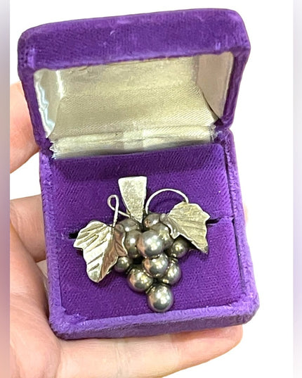 Vintage sterling silver 925 designer grapes pendant brooch
