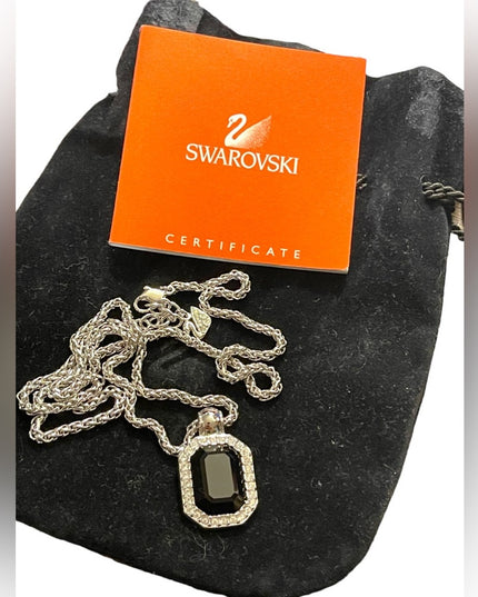 Vintage Swarovski Authentic (SWAN) Black crystal silver finish necklace