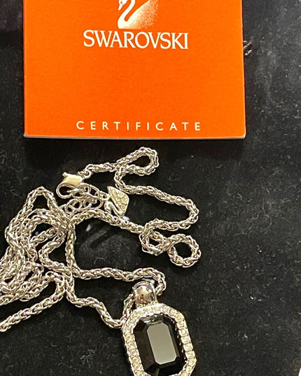 Vintage Swarovski Authentic (SWAN) Black crystal silver finish necklace