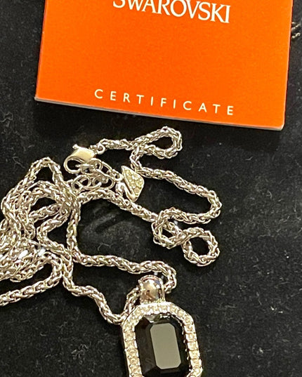 Vintage Swarovski Authentic (SWAN) Black crystal silver finish necklace