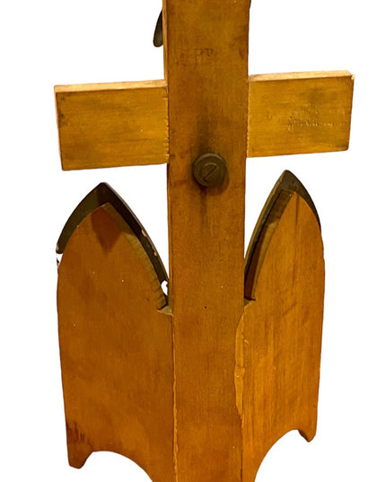 Antique 1920s/30s Triptych Mirrored glass wood Crucifix LAST RIGHTS candle vigil