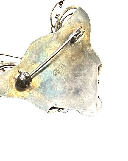 Antique 1920s Art Deco Amethyst Sterling 925 & 14k gold Butterfly brooch