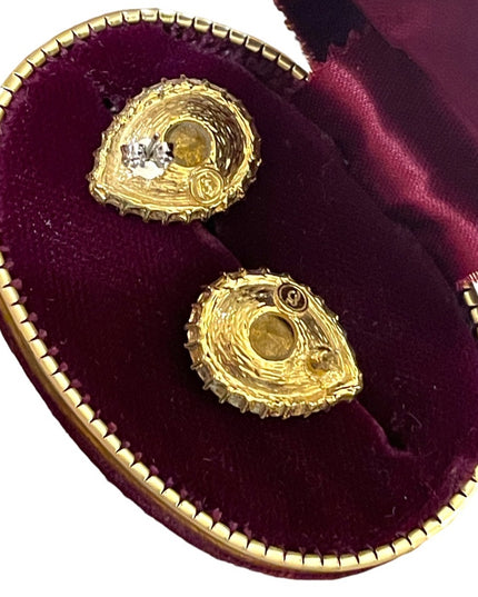 Vintage Stunning red Crystal Oscar De Laurenta Earrings rhinestone gold finish