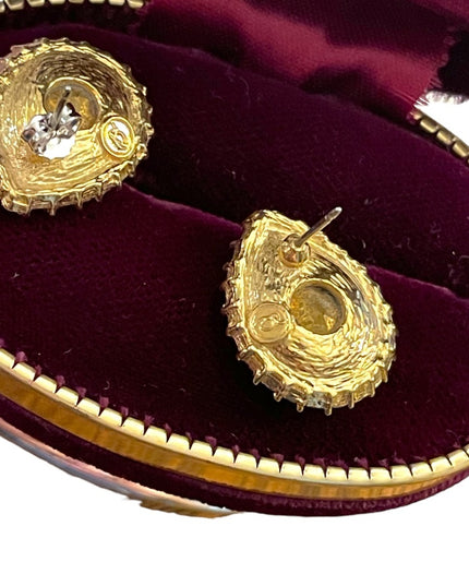 Vintage Stunning red Crystal Oscar De Laurenta Earrings rhinestone gold finish
