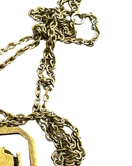 Antique St Cristopher pendant necklace Brass religious Catholic