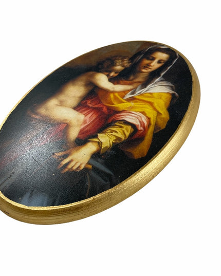 Italy Religious Angel picture gold antiqued florentine finish