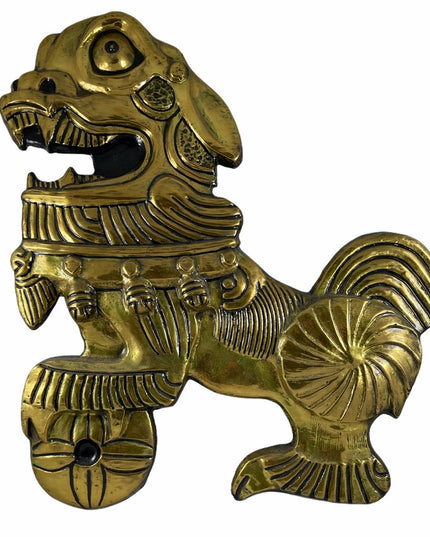 Vintage Brass solid Heavy Foo Dog Chinese import C1950s Wall hang