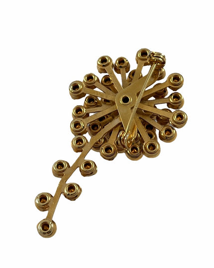 Vintage c1960s Gold finish red crystal flower brooch