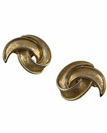 Vintage 1980s Glam TRIFARI Gold tone clip on earrings 1”