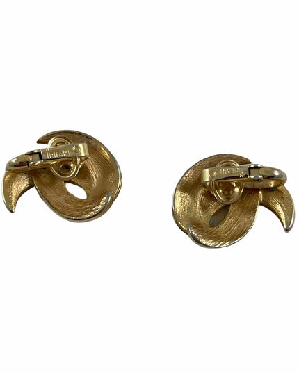 Vintage 1980s Glam TRIFARI Gold tone clip on earrings 1”