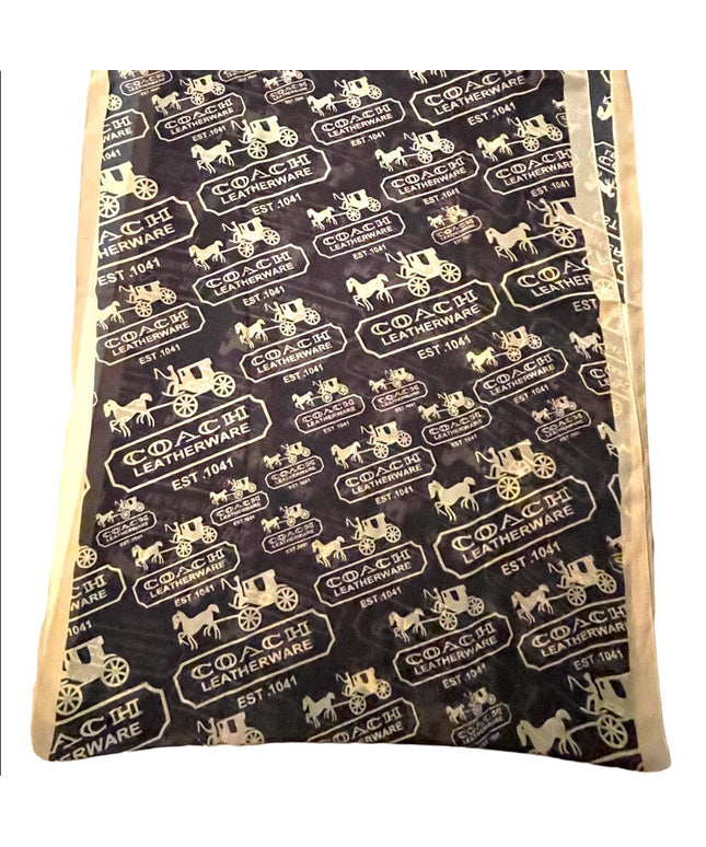 - Coach Large Chiffon Silky Cream brown horse & Carriage print scarf