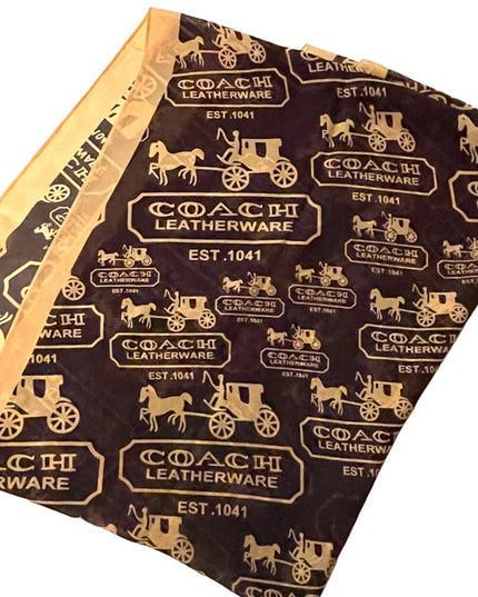 - Coach Large Chiffon Silky Cream brown horse & Carriage print scarf