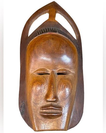 Large Heavy Wood Mid century Fertility Hand Carved African hanging Mask