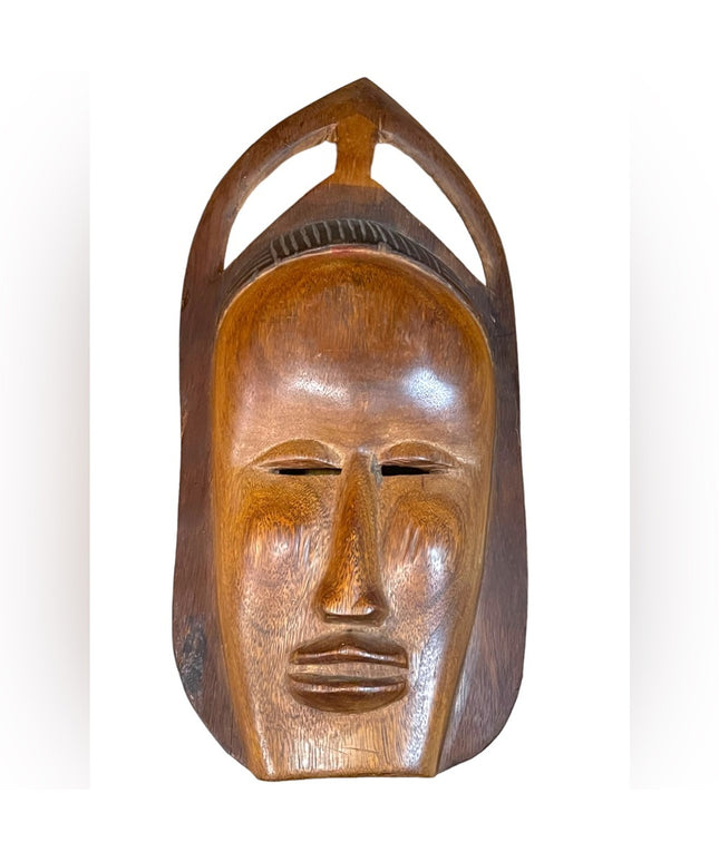 Large Heavy Wood Mid century Fertility Hand Carved African hanging Mask