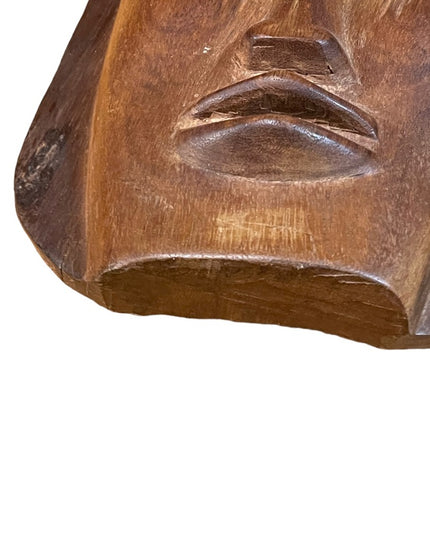 Large Heavy Wood Mid century Fertility Hand Carved African hanging Mask