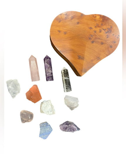 Handmade Thuya wooden jewelry box Moroccan With Chakra stones Amethyst Crystals
