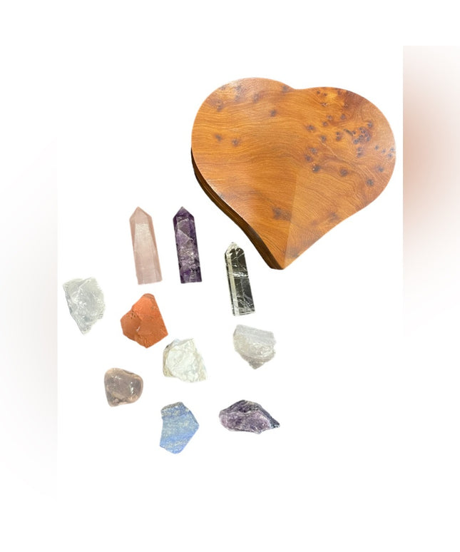 Handmade Thuya wooden jewelry box Moroccan With Chakra stones Amethyst Crystals