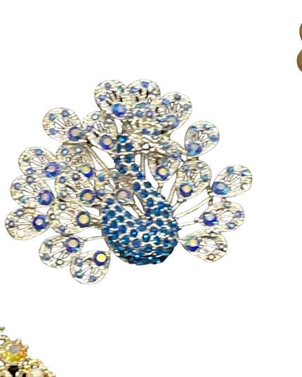 LOT of vintage jewelry crystal peacock ring bracelet broochs