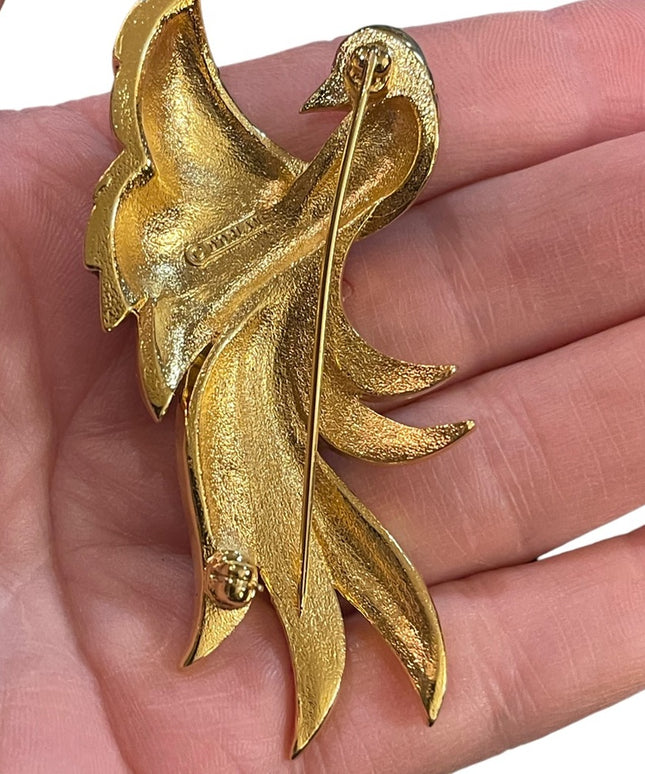 Vintage D’Orlan Bird Of Paradise 3” Enameled crystal brooch