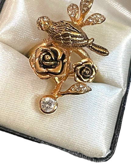 Vintage GOLD finish jewelry lot brooches locket earrings ring scarf clip