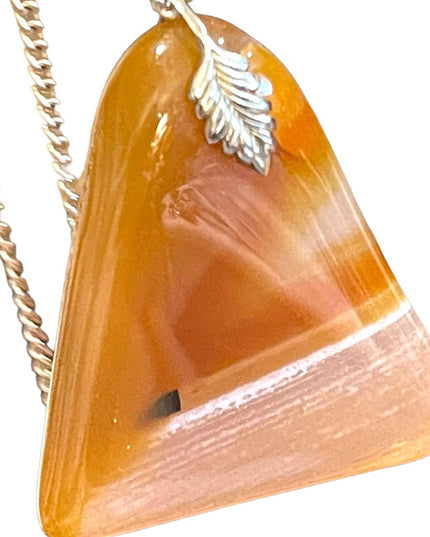 Lovely Handmade Carnelian Triangle Geometric stone Pendant necklace