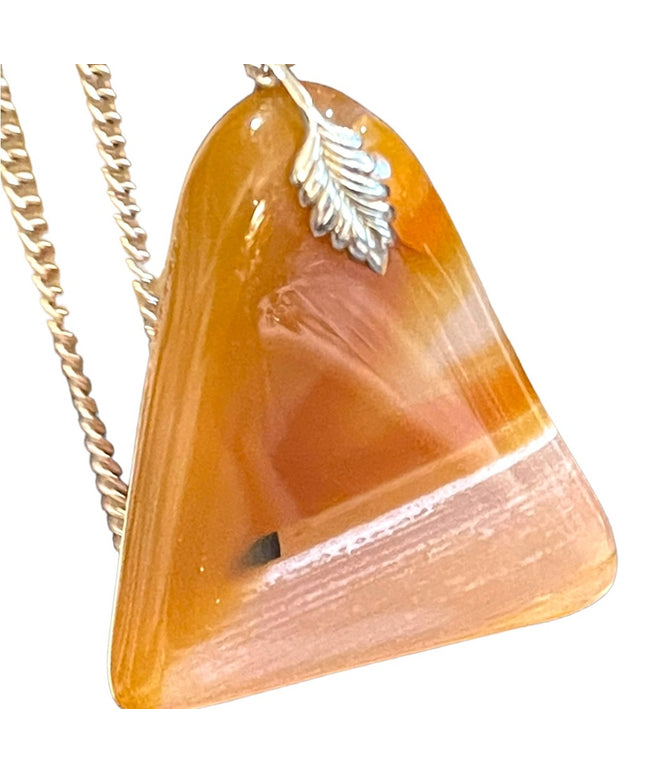 Lovely Handmade Carnelian Triangle Geometric stone Pendant necklace