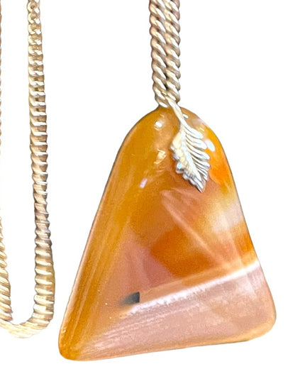 Lovely Handmade Carnelian Triangle Geometric stone Pendant necklace