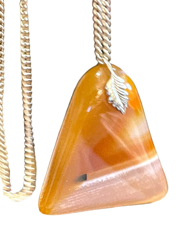 Lovely Handmade Carnelian Triangle Geometric stone Pendant necklace