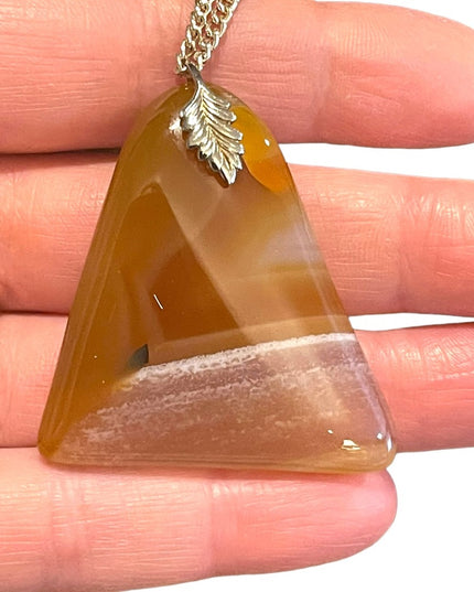 Lovely Handmade Carnelian Triangle Geometric stone Pendant necklace