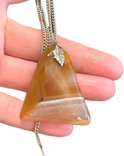 Lovely Handmade Carnelian Triangle Geometric stone Pendant necklace