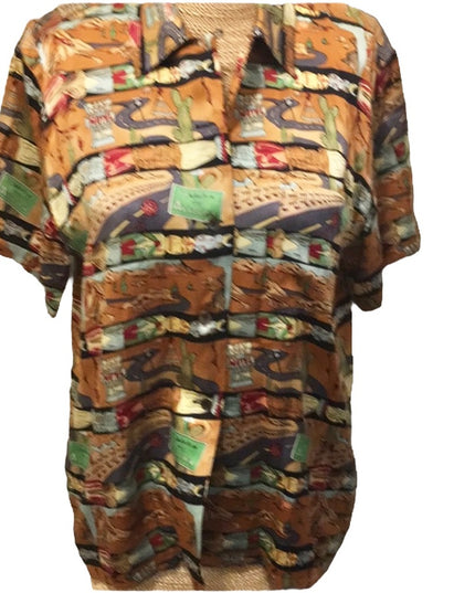 - Vintage Silk Short sleeve Blouse Arizona limited Nichole Miller