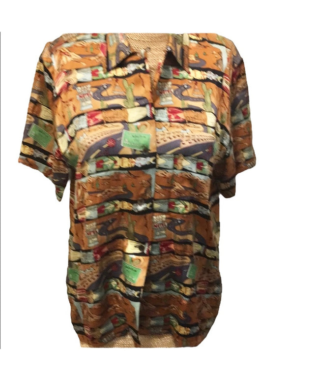 - Vintage Silk Short sleeve Blouse Arizona limited Nichole Miller