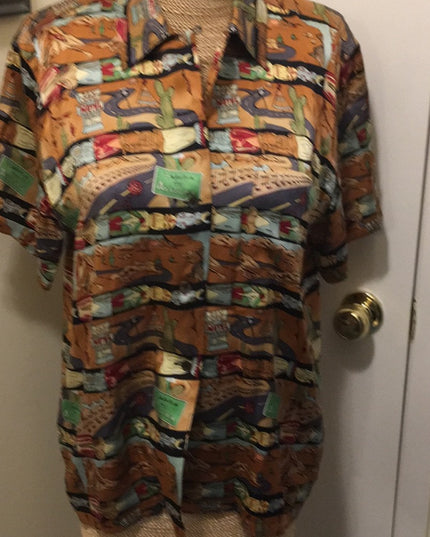 - Vintage Silk Short sleeve Blouse Arizona limited Nichole Miller