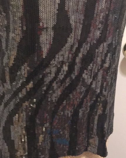 Vintage 1980s Silver black sequin shimmer metalic tank top